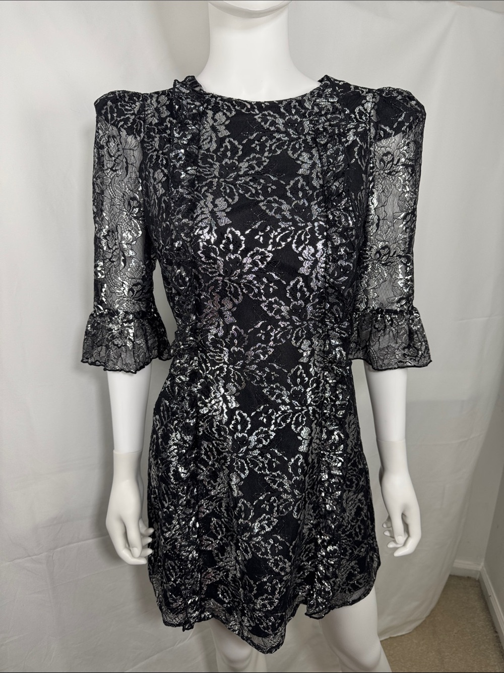 The Vampire's Wife H&M Mystique Gothic Silver Lace Dress Sz M